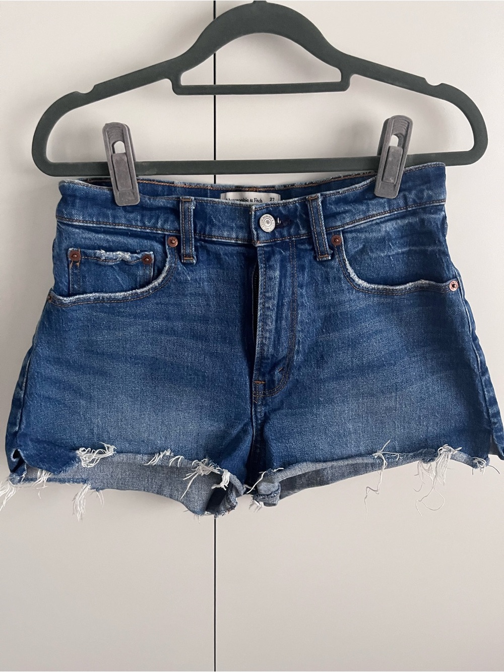 Abercrombie & Fitch Blue Distressed Cutoff Denim Shorts